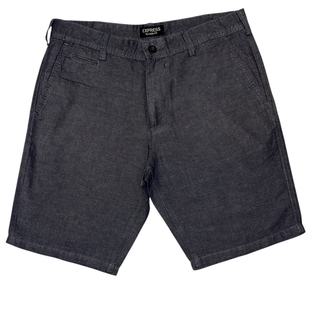 Express Men's Charcoal Flat Front Shorts